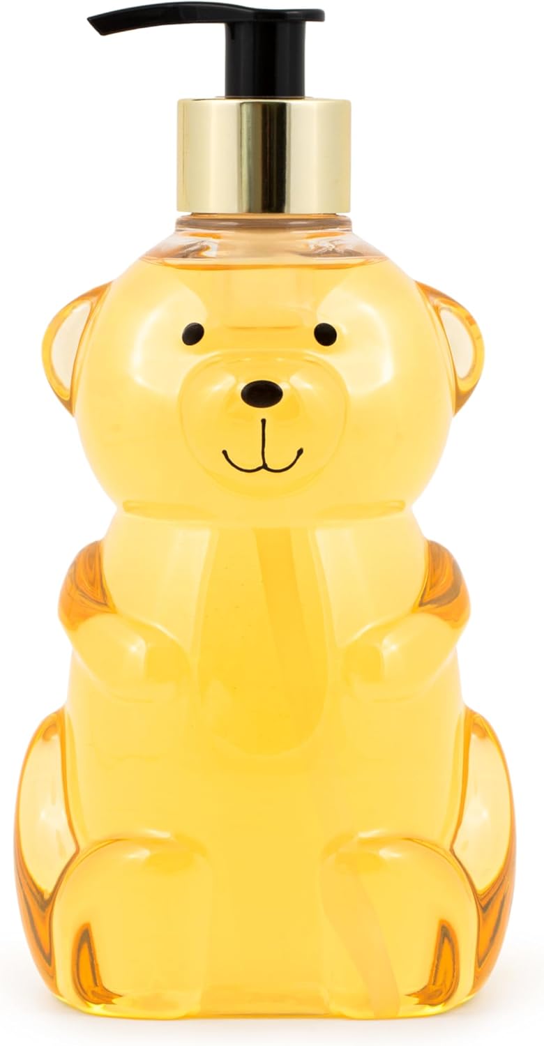 simple pleasures Teddy Bear Vanilla Honey Scented Liquid Hand Soap Dispenser - Plastic Novelty Decorative Refillable Hand Pump for Kitchen Countertops and Bathroom Sinks - Image 1